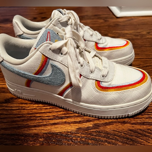 Nike Air Force 1 low top w embroidery and denim swoosh size 7 - Picture 6 of 15